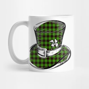 Irish Lucky Clover Leprechaun Hat in Green Plaid Mug